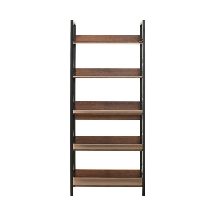 Hanah Home Ktp-850-Oo-1 Estantería de Nogal con Estructura Metálica, 73x172x35 cm, Tablero Melamina.